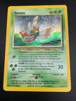 Yanma 17/75 HOLO RARE Neo Discovery Unlimited Pokemon WOTC Vintage MP 2001 - Image 1