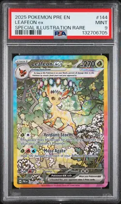 2025 POKEMON PRISMATIC EVOLUTIONS SPECIAL ILLUSTRATION RARE LEAFEON EX PSA 9 - Image 1