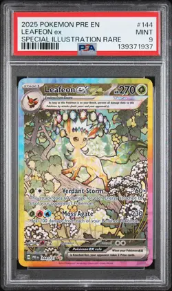 2025 POKEMON PRISMATIC EVOLUTIONS SPECIAL ILLUSTRATION RARE LEAFEON EX PSA 9 - Image 1