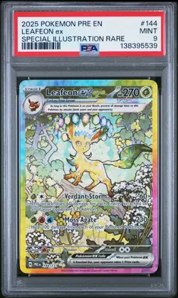 2025 POKEMON PRISMATIC EVOLUTIONS SPECIAL ILLUSTRATION RARE LEAFEON EX PSA 9 - Image 1