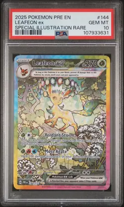 2025 Prismatic Evolutions Leafeon EX #144 Special Illustration Rare PSA 10 - Image 1