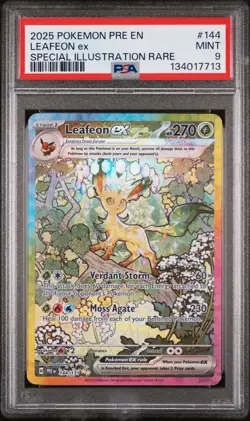 2025 POKEMON PRISMATIC EVOLUTIONS SPECIAL ILLUSTRATION RARE LEAFEON EX PSA 9 - Image 1