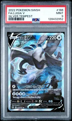 2022 Pokemon Silver Tempest Lugia V Full Art #186 MINT PSA 9 SWSH - Image 1