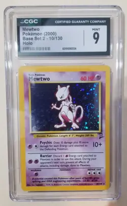 🔮🌀 2000 Pokemon Base Set 2 II MEWTWO Holo Swirl 10/130 CGC 9 MINT VIntage 🌀🔮 - Image 1