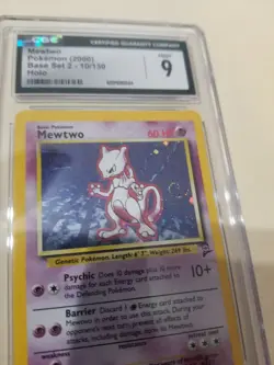 🔮🌀 2000 Pokemon Base Set 2 II MEWTWO Holo Swirl 10/130 CGC 9 MINT VIntage 🌀🔮 - Image 2