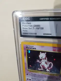 🔮🌀 2000 Pokemon Base Set 2 II MEWTWO Holo Swirl 10/130 CGC 9 MINT VIntage 🌀🔮 - Image 3