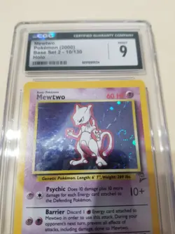 🔮🌀 2000 Pokemon Base Set 2 II MEWTWO Holo Swirl 10/130 CGC 9 MINT VIntage 🌀🔮 - Image 4