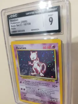 🔮🌀 2000 Pokemon Base Set 2 II MEWTWO Holo Swirl 10/130 CGC 9 MINT VIntage 🌀🔮 - Image 5