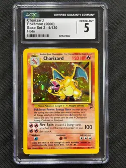 2000 POKEMON CHARIZARD BASE SET 2 HOLO #4/130 CGC 5 EXCELLENT - Image 1