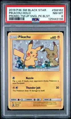 *HD SWIRL Pikachu Promo SM162 Team Up Blister PSA 8 Pokemon Sun & Moon NM Mint - Image 2
