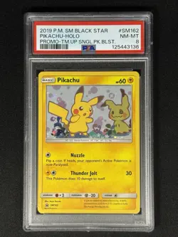 *HD SWIRL Pikachu Promo SM162 Team Up Blister PSA 8 Pokemon Sun & Moon NM Mint - Image 4