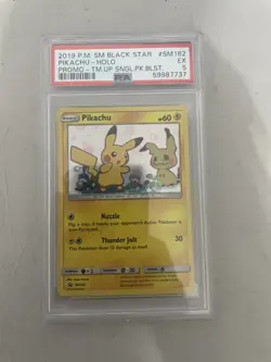 Pokemon Pikachu Team Up Blister Pk. Black Star Holo Promo SM162 PSA 5 - Image 1