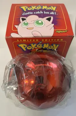 1999 Burger King Pokemon Pokeball with 23K Gold Plated Card JIGGLYPUFF Red COA - Image 5
