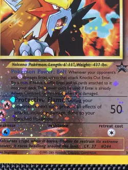 Entei 34 Swirl Black Star WOTC Movie Promo Reverse Holo Pokemon Card LP/NM - Image 2