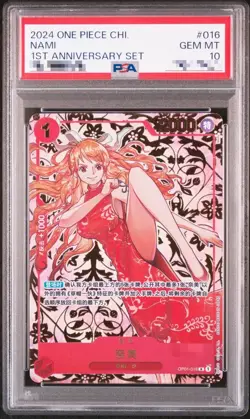 PSA 10 Nami OP01-016 R Exclusive 1st Anniversary Alt Art ONE PIECE Card Chinese - Image 1