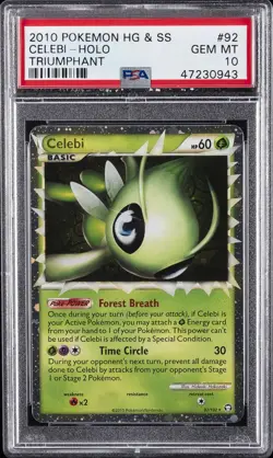 2010 POKEMON HEARTGOLD & SOULSILVER TRIUMPHANT #92 CELEBI-HOLO PSA 10 - Image 1