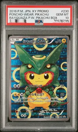 PSA 10 Pikachu Wearing Poncho Green Mega Rayquaza 230/XY-P Pokemon Card Japanese - Image 1