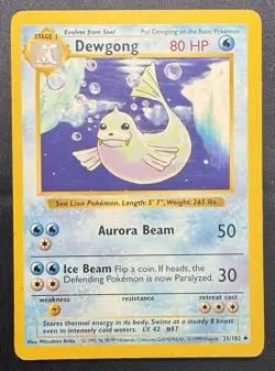 Pokemon TCG Dewgong 25/102 Base Set Shadowless Uncommon Vintage - Image 1