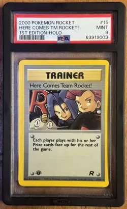 2000 Pokemon 1st Edition Here Comes Team Rocket! - Team Rocket 15/82 PSA 9 Mint! - Image 1