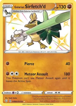 Galarian Sirfetch'd - SV064/SV122 - Pokemon Shining Fates Sword Shield Shiny NM - Image 1