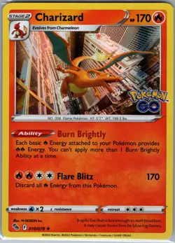 Charizard 010/078 Holo Pokemon GO - Pokemon Card - NM - Image 1