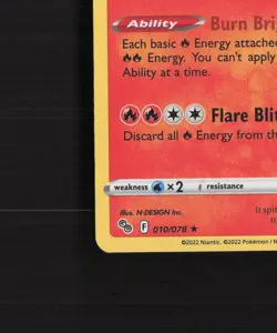 Charizard 010/078 Pokemon GO Holo Rare Stamped Pokemon Card NM - Image 5