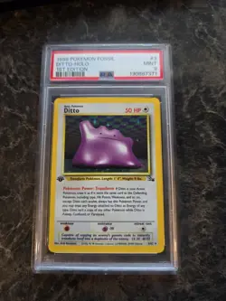 Pokemon TCG 1999 Pokemon Fossil #3 Ditto Holo 1st Edition PSA 9 Mint - NEW CERT - Image 1