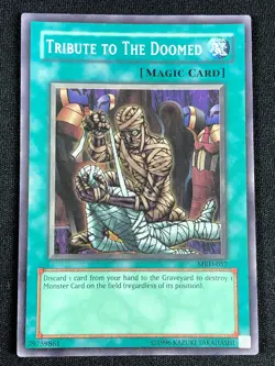 YUGIOH TRIBUTE TO THE DOOMED MAGIC CARD OG PRINT MRD-057 SUPER (NM) - Image 1