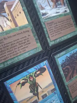 MTG Beta Card Lot. War Mammoth, Giant Spider, Jump & Wall of Wood. Vintage LP+ - Image 1