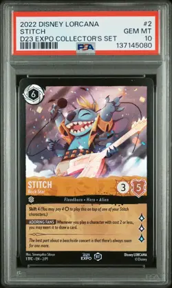 Stitch Rock Star 2022 Disney Lorcana D23 Expo Promo #2 PSA 10 - Image 1