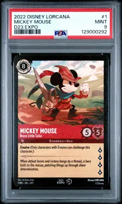 2022 DISNEY LORCANA PROMO D23 EXPO #1 MICKEY MOUSE - BRAVE LITTLE TAILOR PSA 9 - Image 1