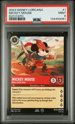 2022 DISNEY LORCANA PROMO D23 EXPO #1 MICKEY MOUSE BRAVE LITTLE TAILOR PSA 9 - Image 1