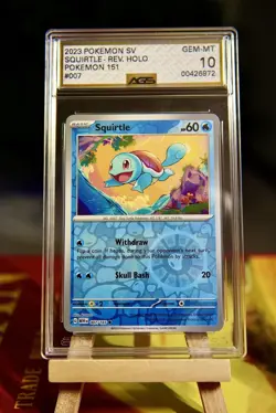 Squirtle 2023 SV Promo Rev Holo AGS 10 GEM-MT - Pokemon 151 #007 - Image 1