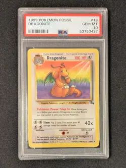 PSA 10 Dragonite #19 Fossil Pokemon 1999 - Image 1