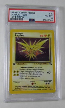 1999 Pokemon Fossil ZAPDOS HOLO 1st Edition 15/62 PSA 8 NM-MT - Image 1