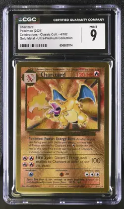2021 Pokemon Charizard Celebrations Classic Gold Metal Card 004/102 Holo CGC 9 - Image 1