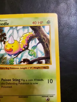 Pokemon TCG 1999 Base Set Weedle Card 69/102 1st Edition Shadowless Damaged - Image 3