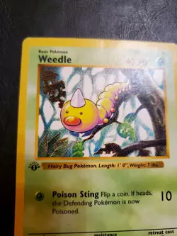 Pokemon TCG 1999 Base Set Weedle Card 69/102 1st Edition Shadowless Damaged - Image 4
