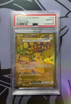 Pokemon TCG PSA 10 Pikachu ex 179/131 Sv: Prismatic Evolutions Gold Hyper Rare - Image 1