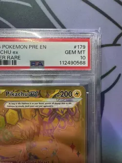 Pokemon TCG PSA 10 Pikachu ex 179/131 Sv: Prismatic Evolutions Gold Hyper Rare - Image 2