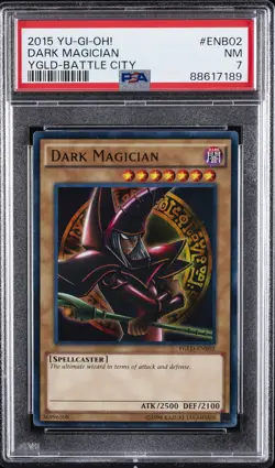 2015 YU-GI-OH! YUGI'S LEGEND DECK: BATTLE CITY #ENB02 DARK MAGICIAN PSA 7 - Image 1