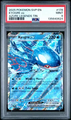 2025 POKEMON SVP EN-SV BLACK STAR PROMO AZURE LEGENDS TIN #178 KYOGRE EX PSA 9 - Image 1