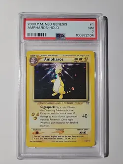 2000 Pokemon Neo Genesis Ampharos - Holo Card NM #1 PSA 7 Unlimited - Image 1