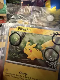 Pikachu 3X Swirl 025/165 Factory Sealed Snowflake Stamped Cosmos Holo NM Pokemon - Image 2
