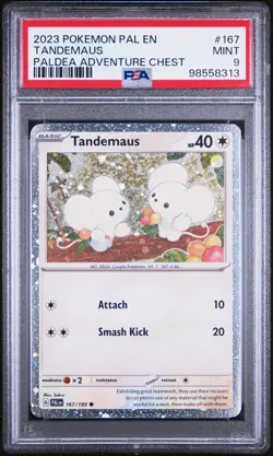 PokeMon TCG Tandemaus #167 Paldea Adventure Chest PSA 9 - Image 1
