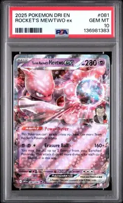 TEAM ROCKET'S MEWTWO EX 81/182, 2025 POKEMON DRI EN-DESTINED RIVALS - PSA 10 - Image 1