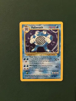 RARE Vintage Pokemon TCG Poliwrath 15/130 Holo Rare Base Set 2 Card LP 99/2000 - Image 1