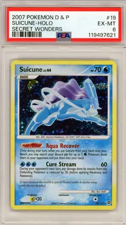 2007 Pokemon Diamond & Pearl Secret Wonders Suicune Holo #19 PSA 6 - Image 1
