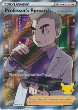 Professor's Research (Full Art) - 024/025 Ultra Rare Celebrations NM Pokemon TCG - Image 1