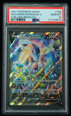 Galarian Rapidash V 168 PSA Gem Mint 10 Chilling Reign Pokemon Card - Image 1